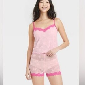 Colsie Women’s Lace Camisole and Shorts Pink Size Medium New